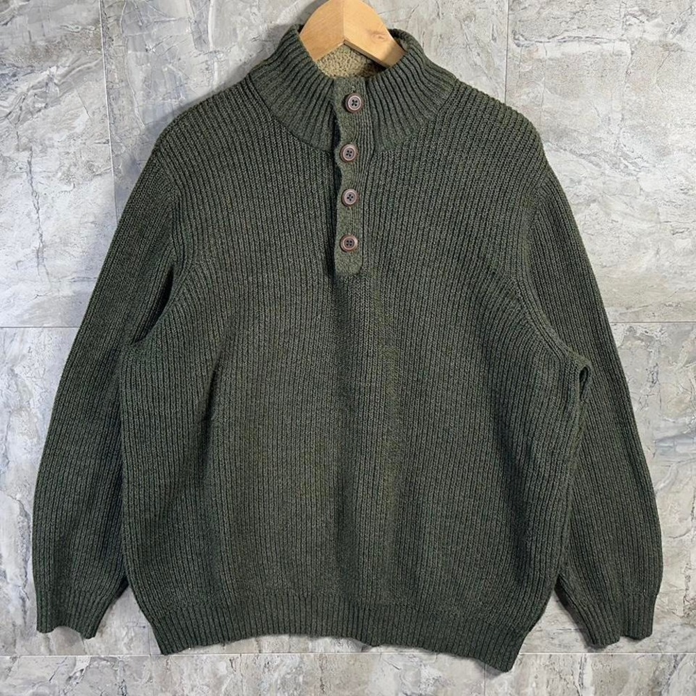 G.H.Bass&Co. Men's Sweater Long-Sleeve Cardigan XL‎ Knitwear Green